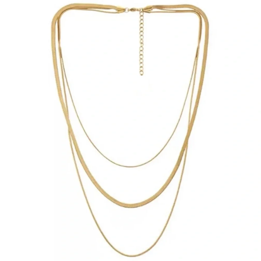 NEW Gold Plated Snake Flat Necklace 3 PCs - Picture 4 of 5